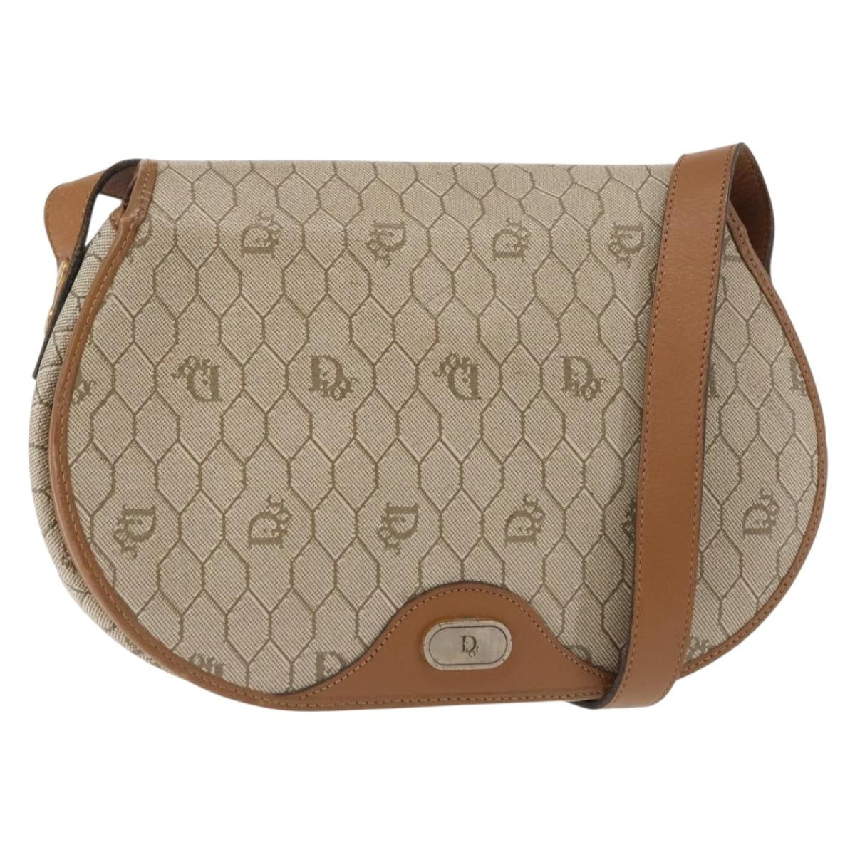 Christian Dior Honeycomb Flap Crossbody Bag Coated Canvas Beige Canvas Bag ()