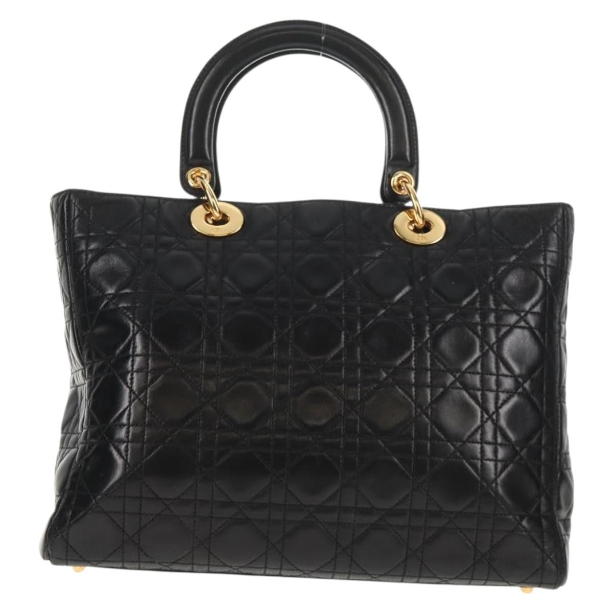 Christian Dior Lady Dior Bag Cannage Quilt Lambskin Black Leather Bag ()