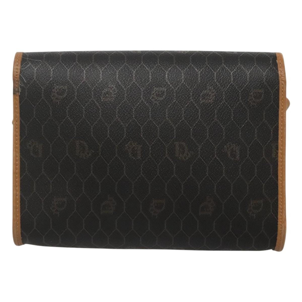 Christian Dior Honeycomb Flap Crossbody Bag Coated Canvas Black Canvas Shoulder Bag Bag ()