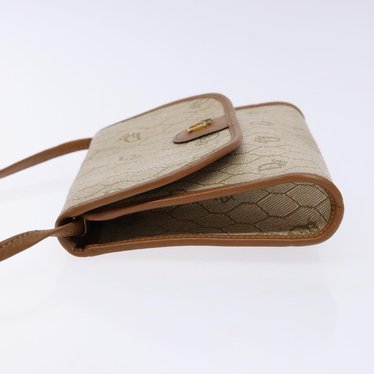 Christian Dior Honeycomb Flap Crossbody Bag Coated Canvas Beige Pvc Bag ()
