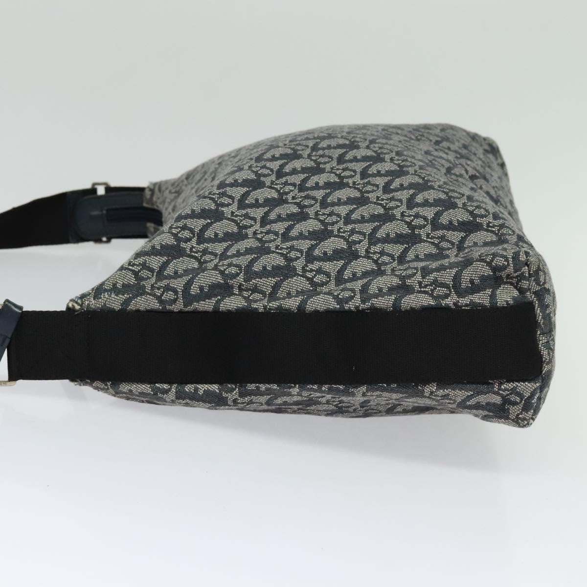 Christian Dior Zip Shoulder Bag Diorissimo Canvas Navy Canvas Shoulder Bag Bag ()