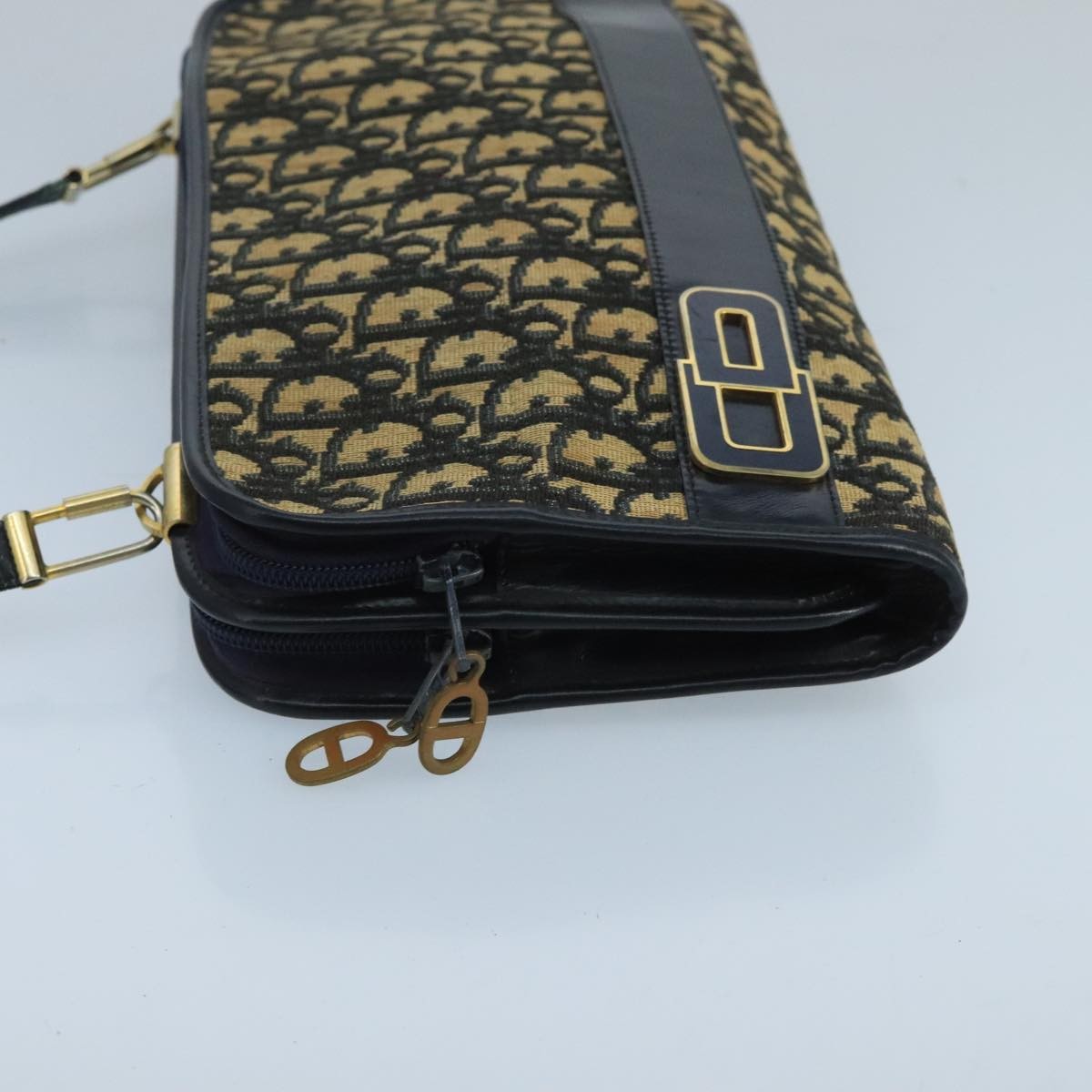 Christian Dior Trotter Crossbody Bag Diorissimo Coated Canvas Navy Canvas Shoulder Bag Bag ()