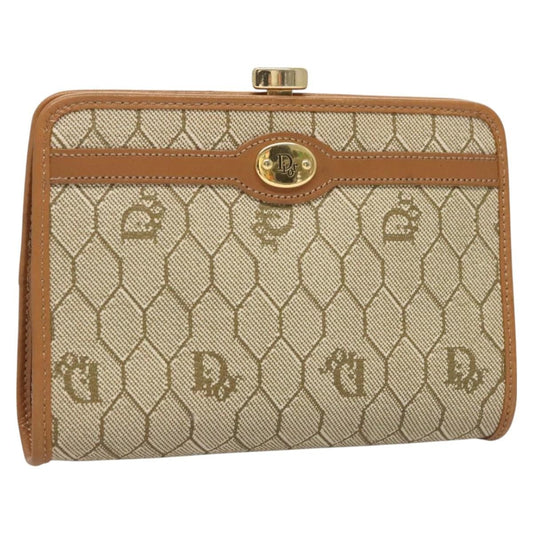 Christian Dior Honeycomb Zip Pouch Coated Canvas Beige Pvc Clutche & Pouche Bag ()