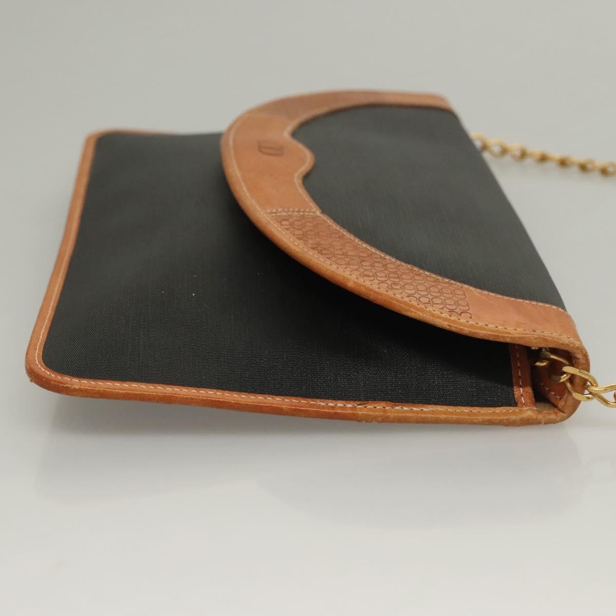 Christian Dior Cd Chain Flap Shoulder Bag Canvas Black Pvc Shoulder Bag Bag ()