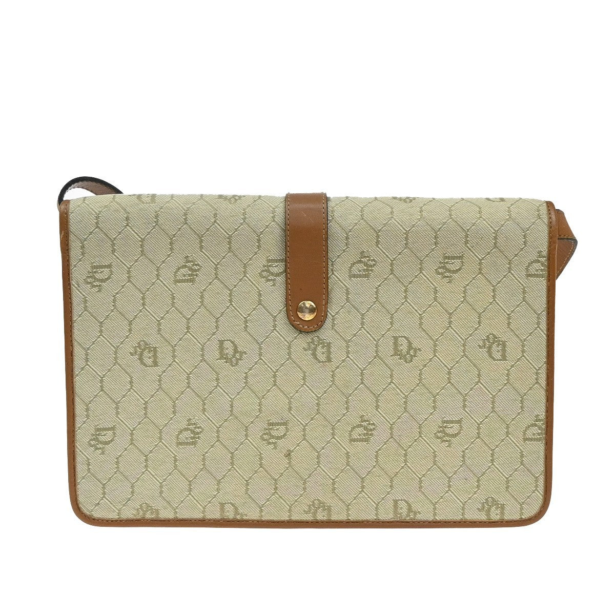 Christian Dior Honeycomb Handbag Canvas Leather Beige Canvas Shoulder Bag Bag ()