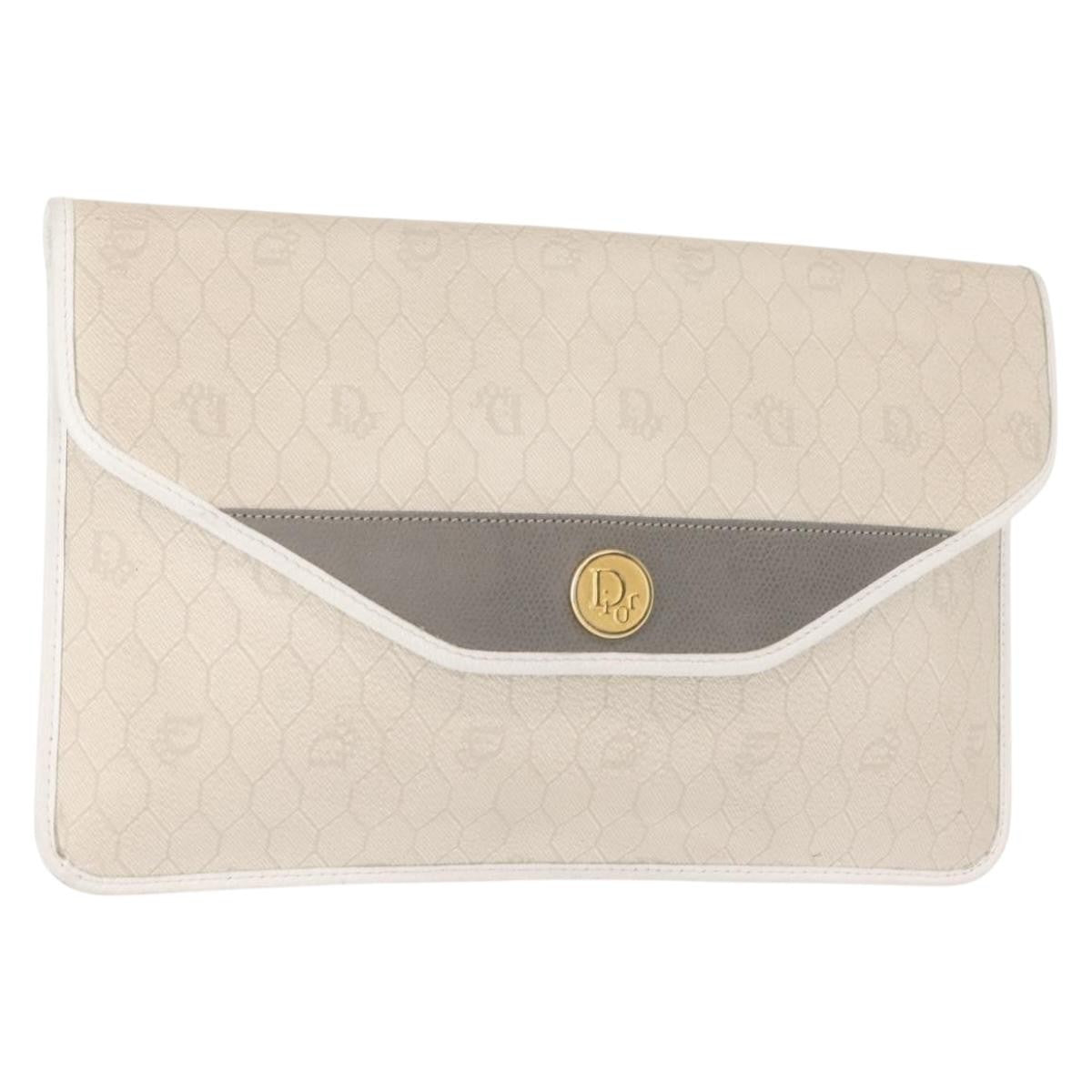 Christian Dior Honeycomb Clutch Canvas White Canvas Clutche & Pouche Bag ()