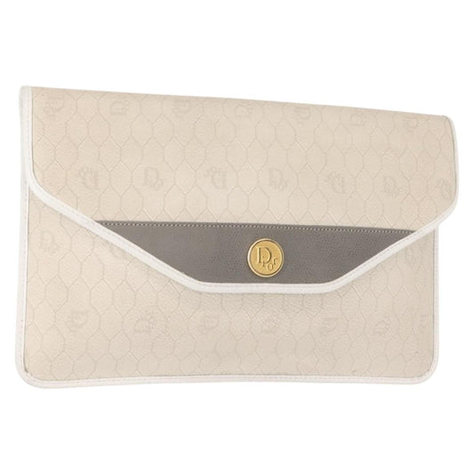 Christian Dior Honeycomb Clutch Canvas White Canvas Clutche & Pouche Bag ()