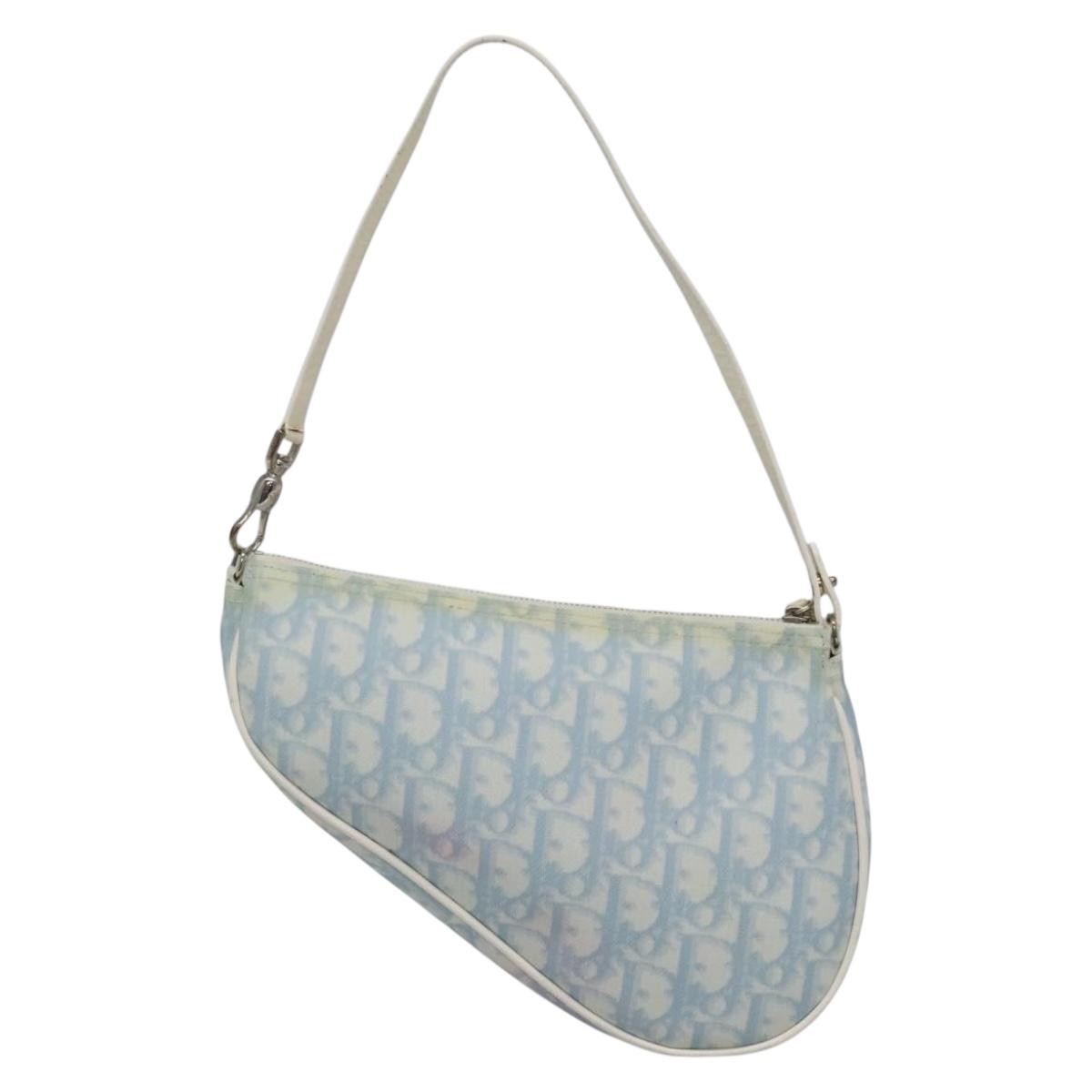 Christian Dior Saddle Bag Diorissimo Canvas Blue Canvas Bag ()