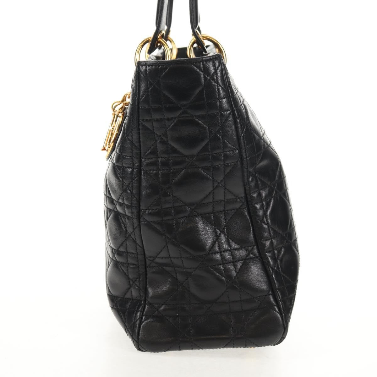 Christian Dior Lady Dior Bag Cannage Quilt Lambskin Black Leather Bag ()