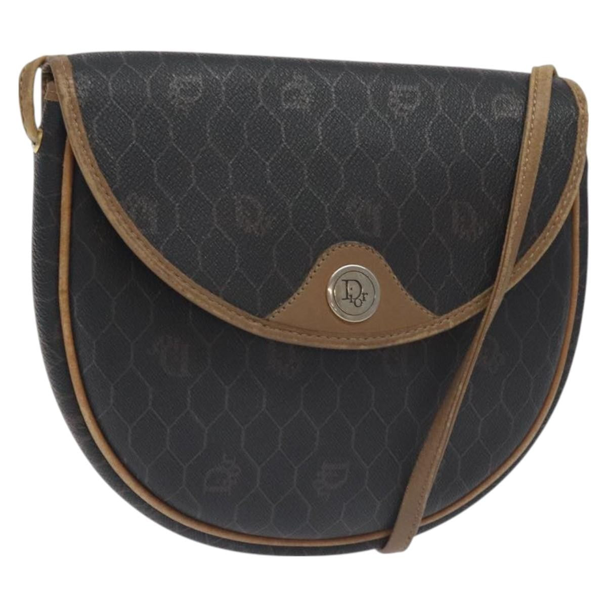 Christian Dior Honeycomb Flap Crossbody Bag Coated Canvas Black Canvas Bag ()