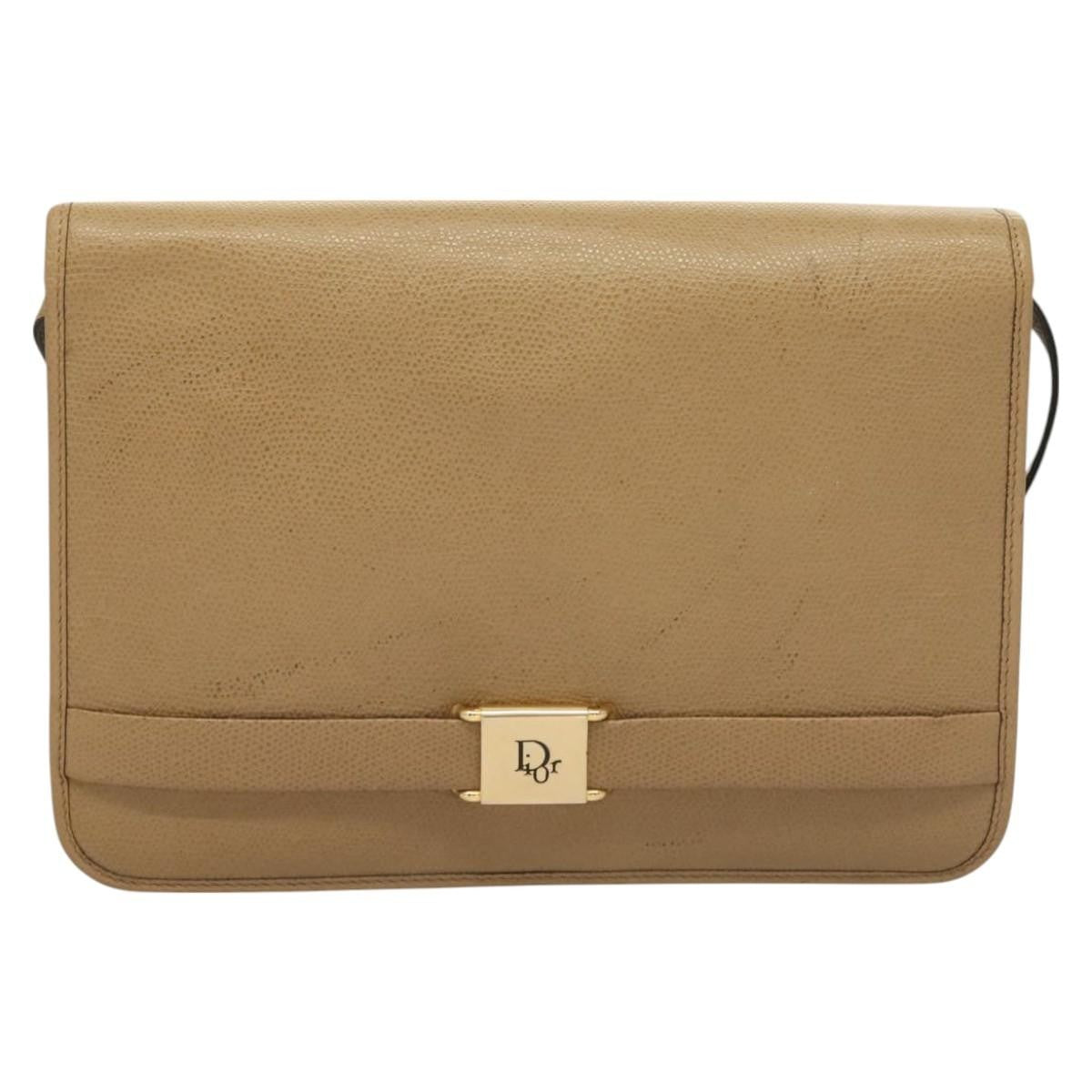 Christian Dior Honeycomb Shoulder Bag Leather Beige Leather Shoulder Bag Bag ()