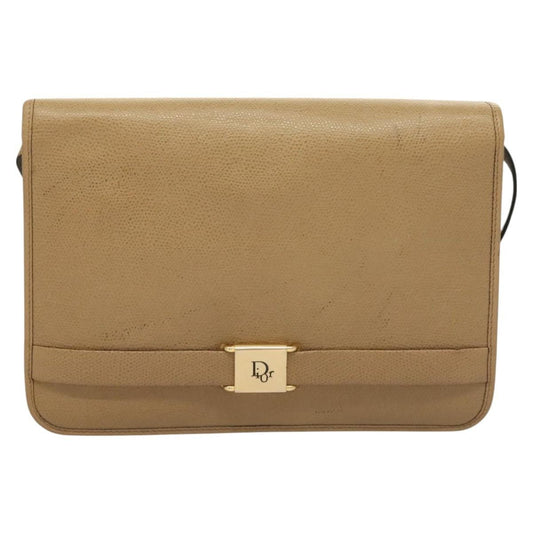 Christian Dior Honeycomb Shoulder Bag Leather Beige Leather Shoulder Bag Bag ()