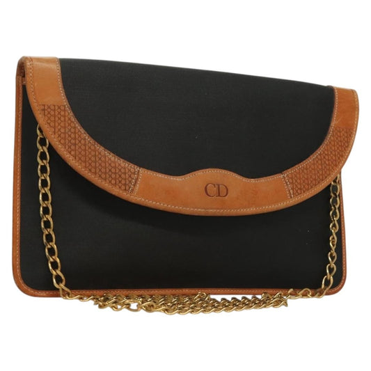 Christian Dior Cd Chain Flap Shoulder Bag Canvas Black Pvc Shoulder Bag Bag ()