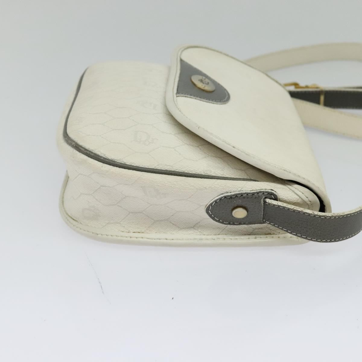 Christian Dior Honeycomb Flap Crossbody Bag Coated Canvas White Canvas Bag ()
