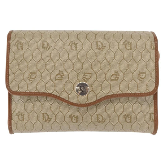 Christian Dior Honeycomb Flap Crossbody Bag Canvas And Leather Beige Canvas Shoulder Bag Bag ()