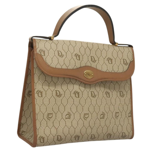 Christian Dior Honeycomb Handbag Canvas Leather Beige Canvas Bag ()