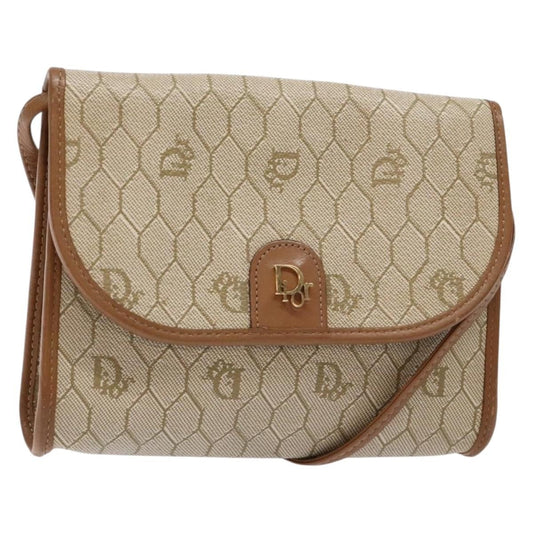 Christian Dior Honeycomb Flap Crossbody Bag Coated Canvas Beige Pvc Bag ()