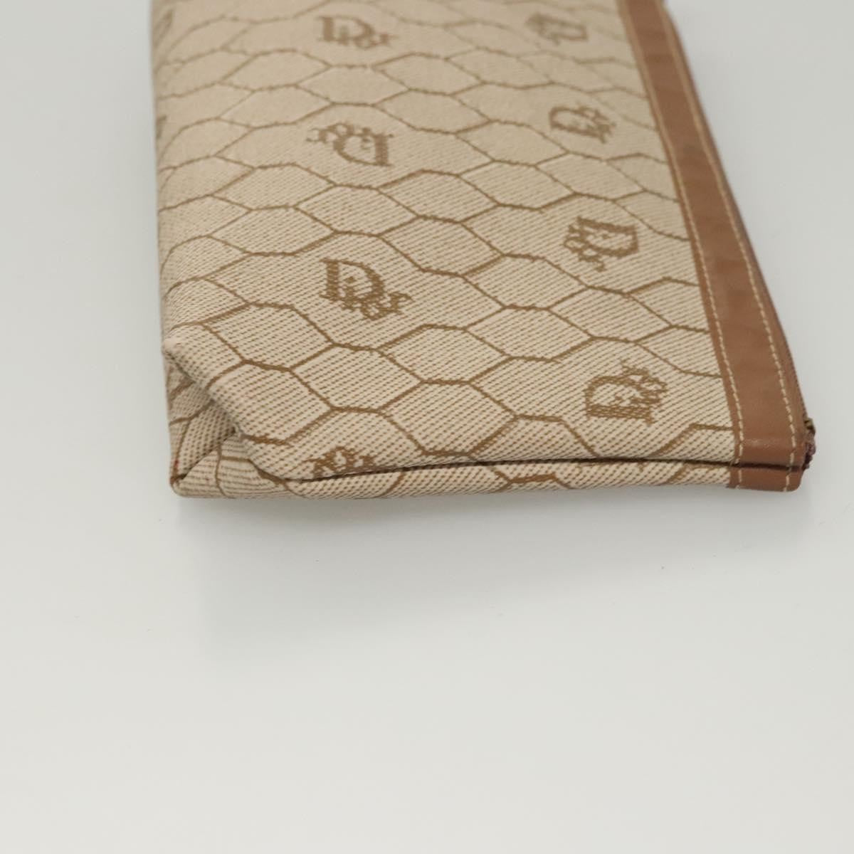 Christian Dior Honeycomb Zip Pouch Coated Canvas Beige Pvc Bag ()