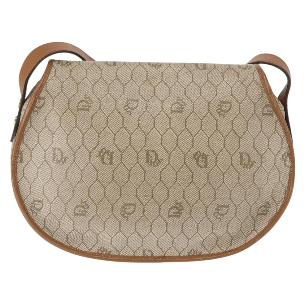 Christian Dior Honeycomb Flap Crossbody Bag Coated Canvas Beige Canvas Bag ()