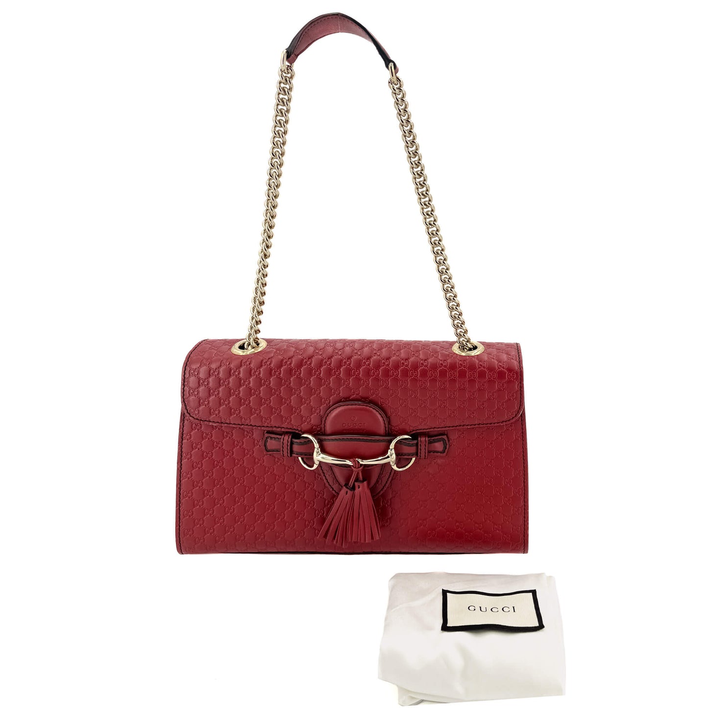 Gucci Guccissima Red Leather Chain Shoulder Bag Style 1