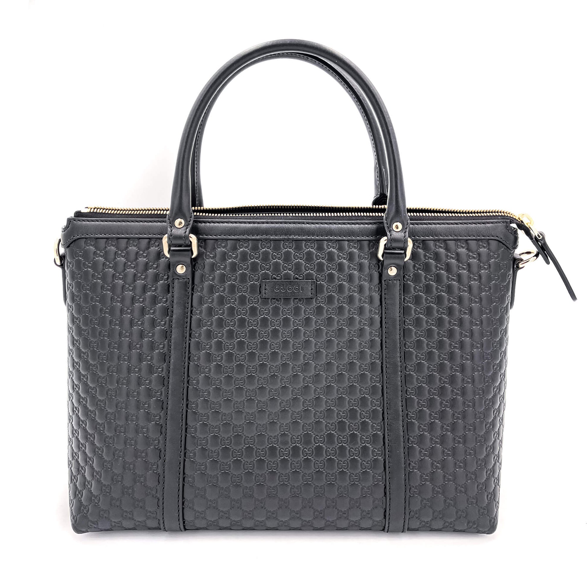 Gucci Guccissima Black Leather Tote Style 1