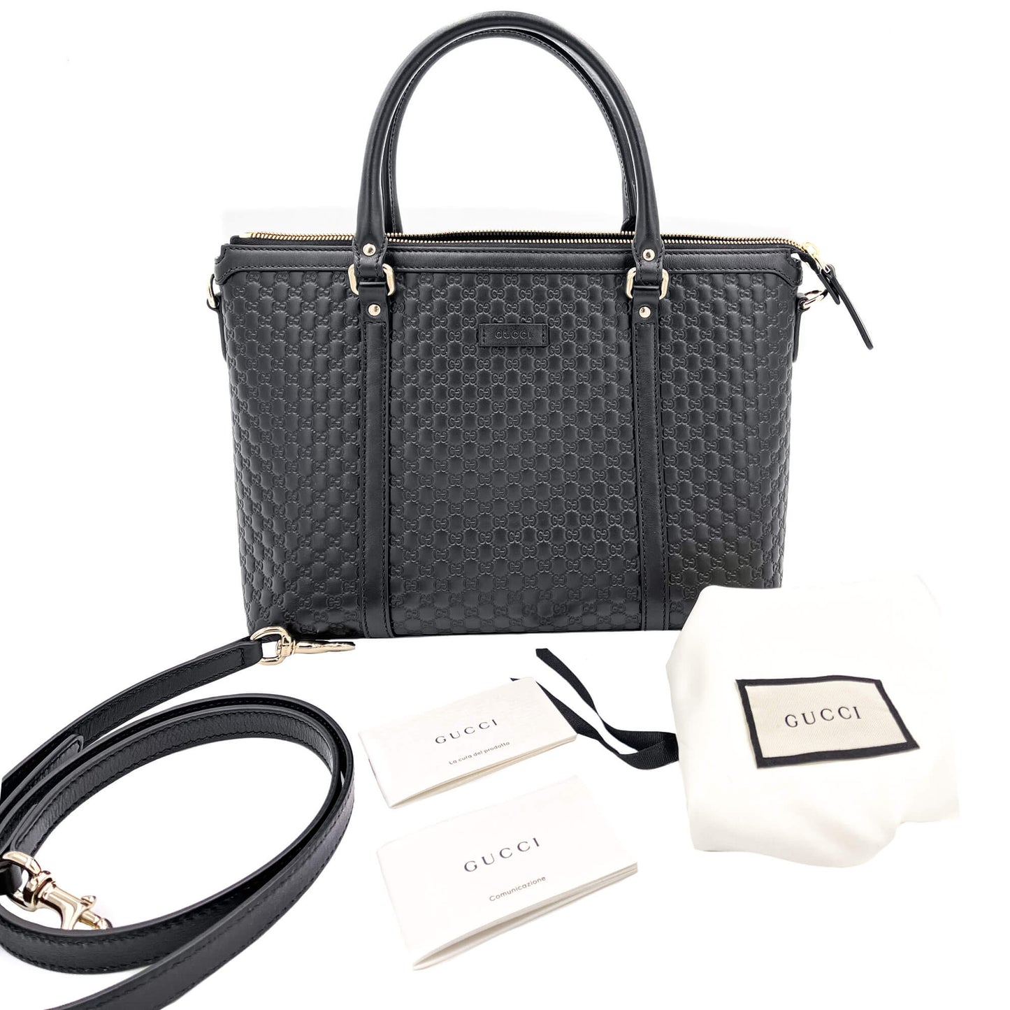 Gucci Guccissima Black Leather Tote Style 1
