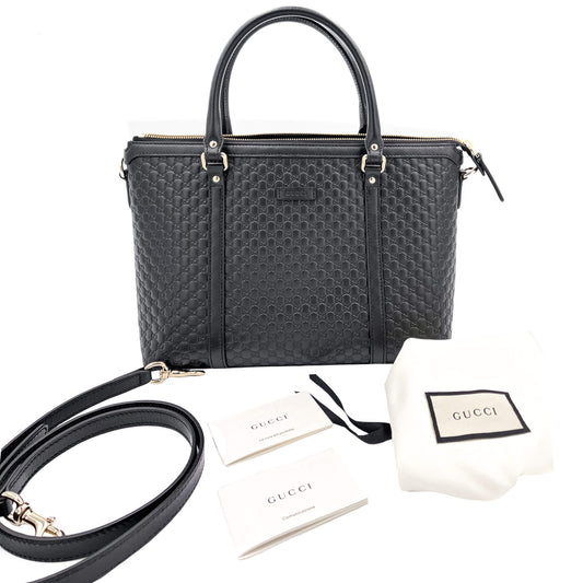 Gucci Guccissima Black Leather Tote Style 1