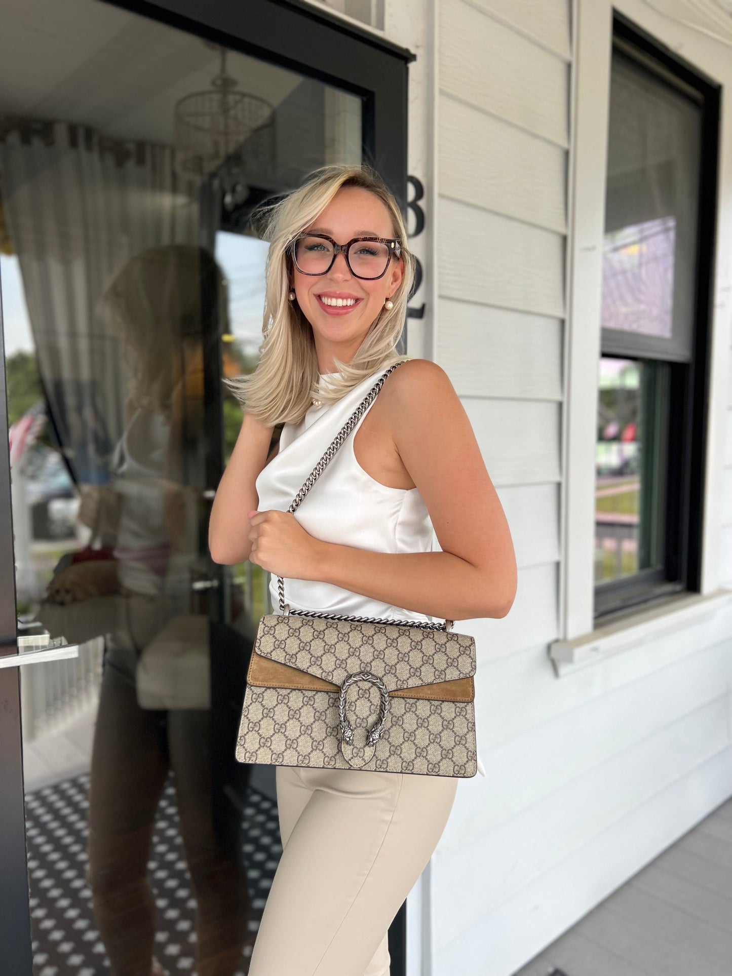 Gucci Chain Canvas Shoulder Bag