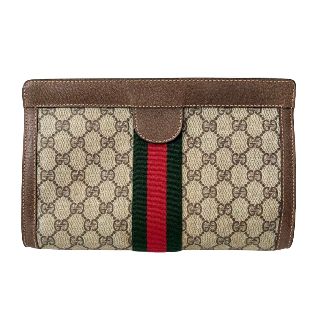 Gucci Monogram Leather Canvas Clutch