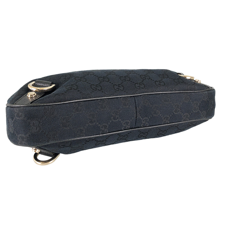 Gucci Twist Leather Canvas Shoulder Bag