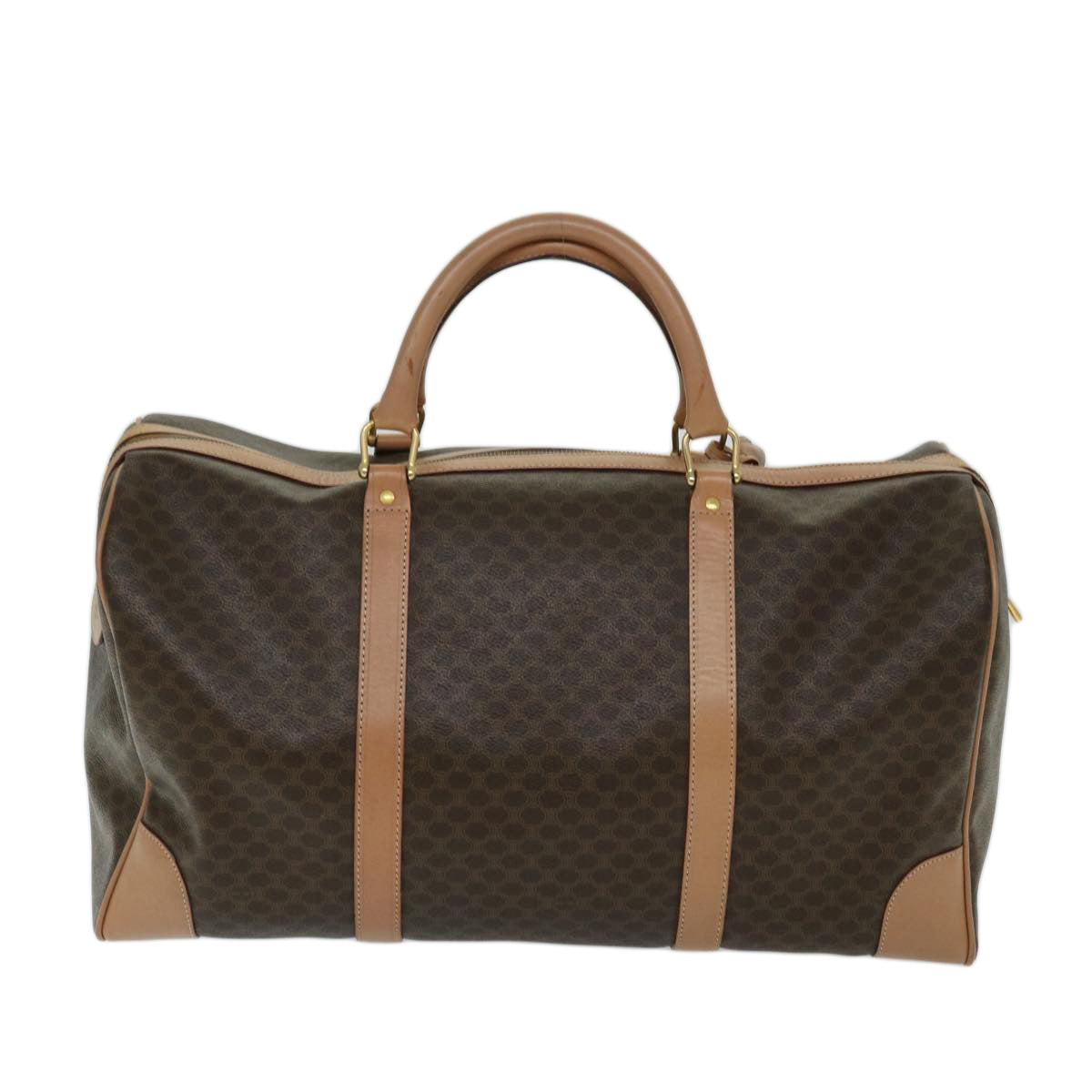 Luxury CELINE Macadam Canvas Boston Bag PVC Brown tb1060