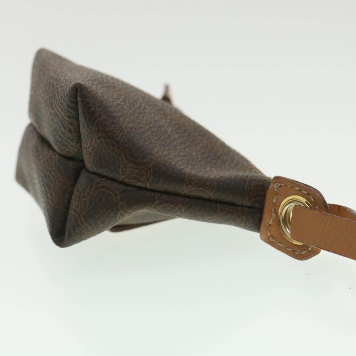 Luxury CELINE Macadam Canvas Pouch PVC Leather Brown tb381