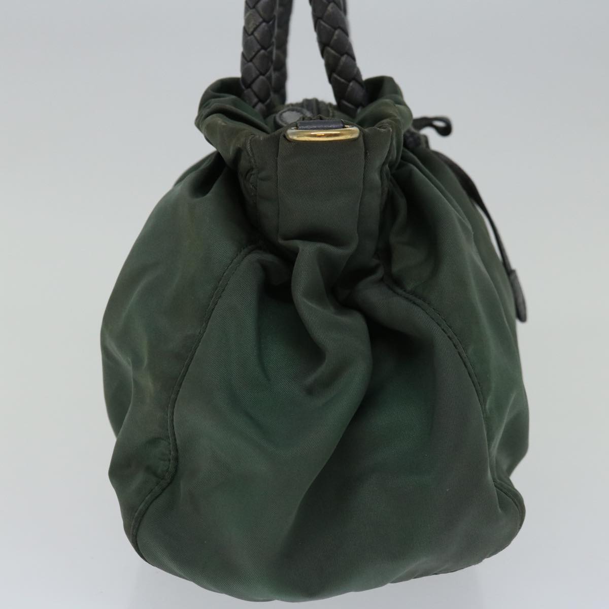 PRADA Hand Bag Nylon 2way Green Auth th4577