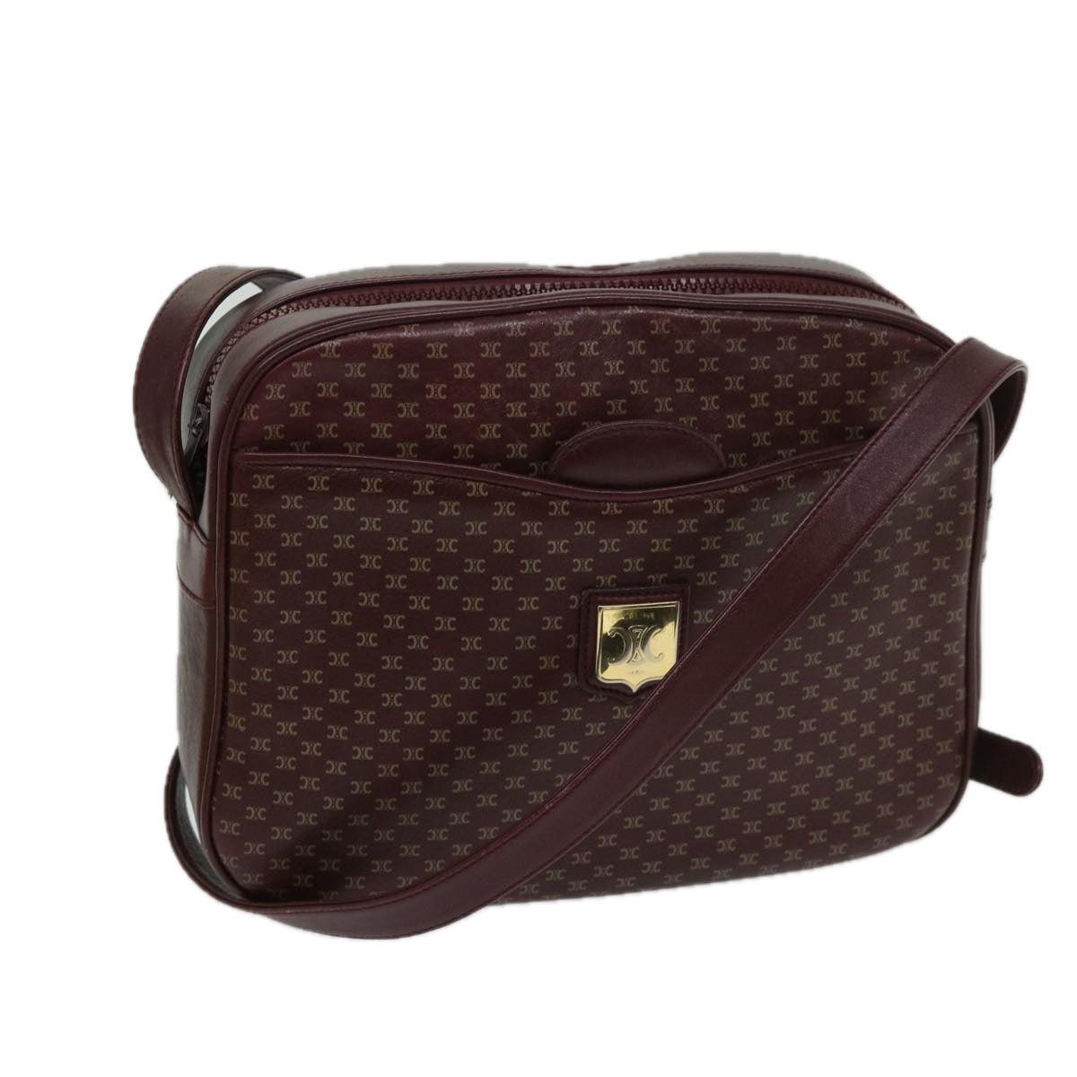 Luxury CELINE Shoulder Bag Leather Bordeaux th4687