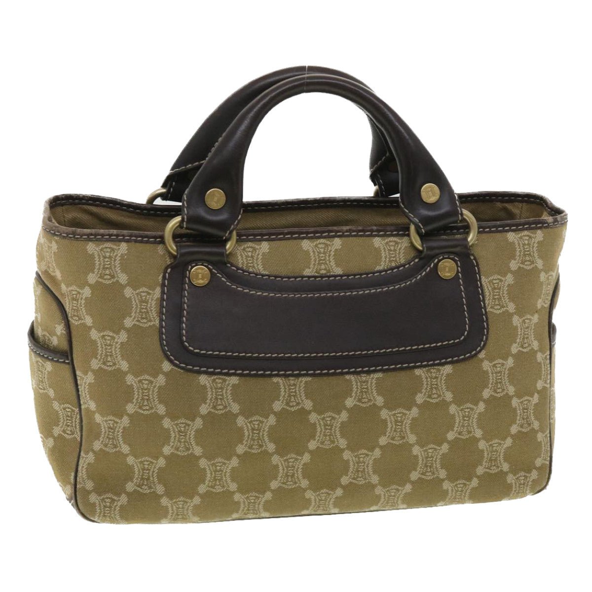Luxury CELINE Paris Macadam Canvas Hand Bag Brown ti813