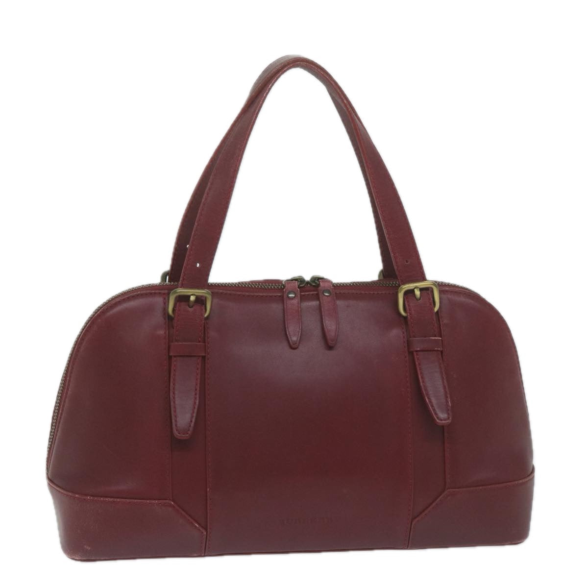 Burberry Hand Bag Leather Red Auth ti1480