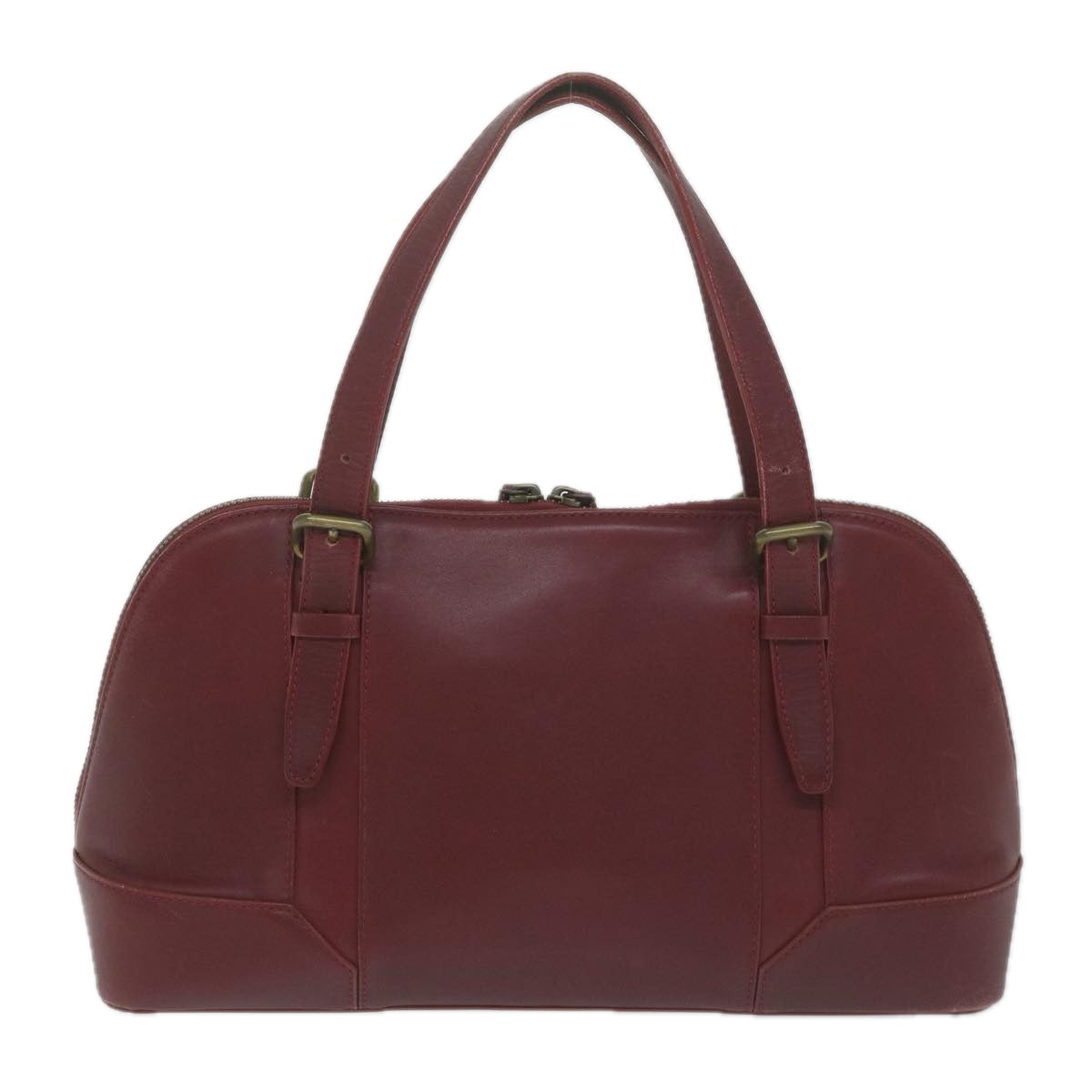 Burberry Hand Bag Leather Red Auth ti1480