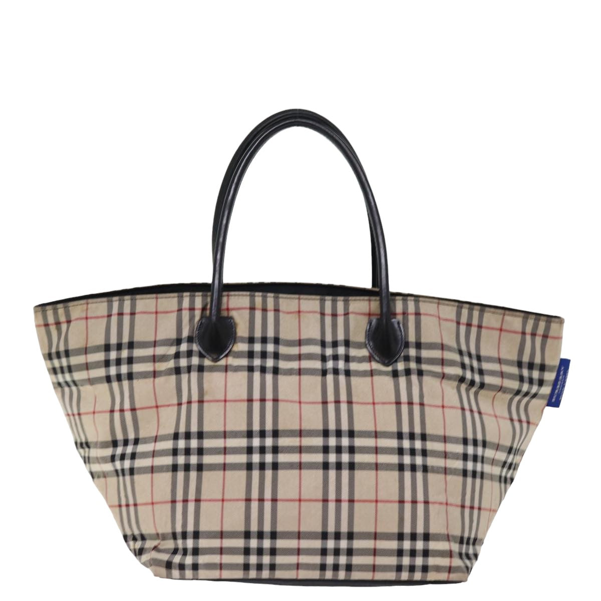 Burberry Nova Check Blue Label Tote Bag Nylon Beige Auth ti1762