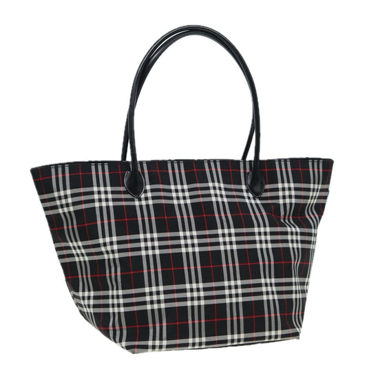 BurberrySs Blue Label Tote Bag Nylon Black Silver Auth ti1960