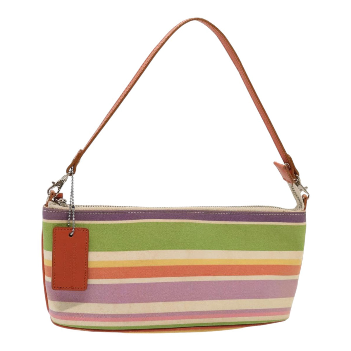 Burberry Nova Check Blue Label Hand Bag Canvas Orange Purple Auth ti1989
