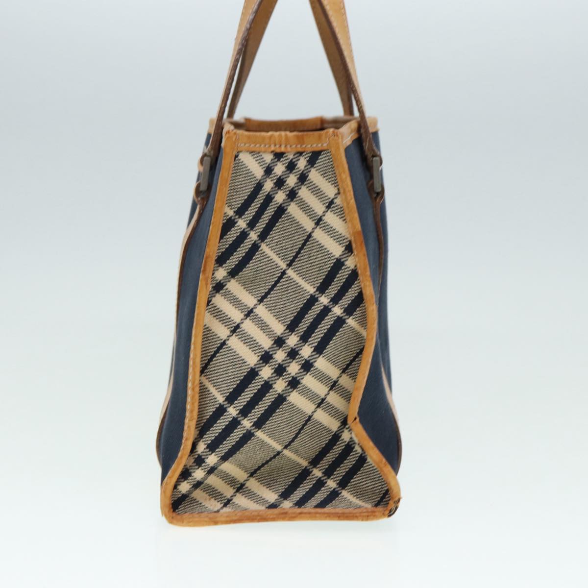 Burberry Nova Check Blue Label Hand Bag Canvas Navy Beige Auth ti2002
