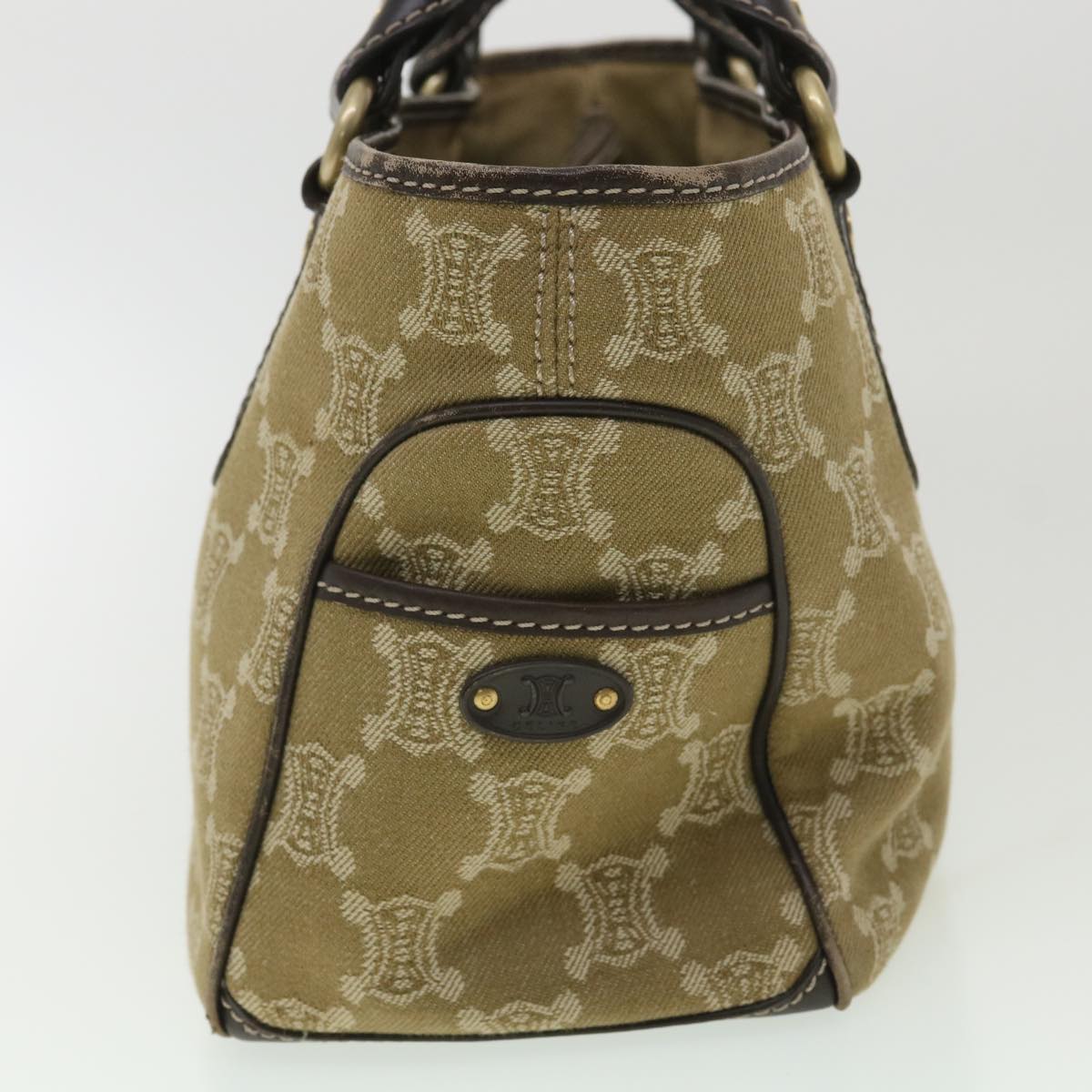 Luxury CELINE Paris Macadam Canvas Hand Bag Brown ti813