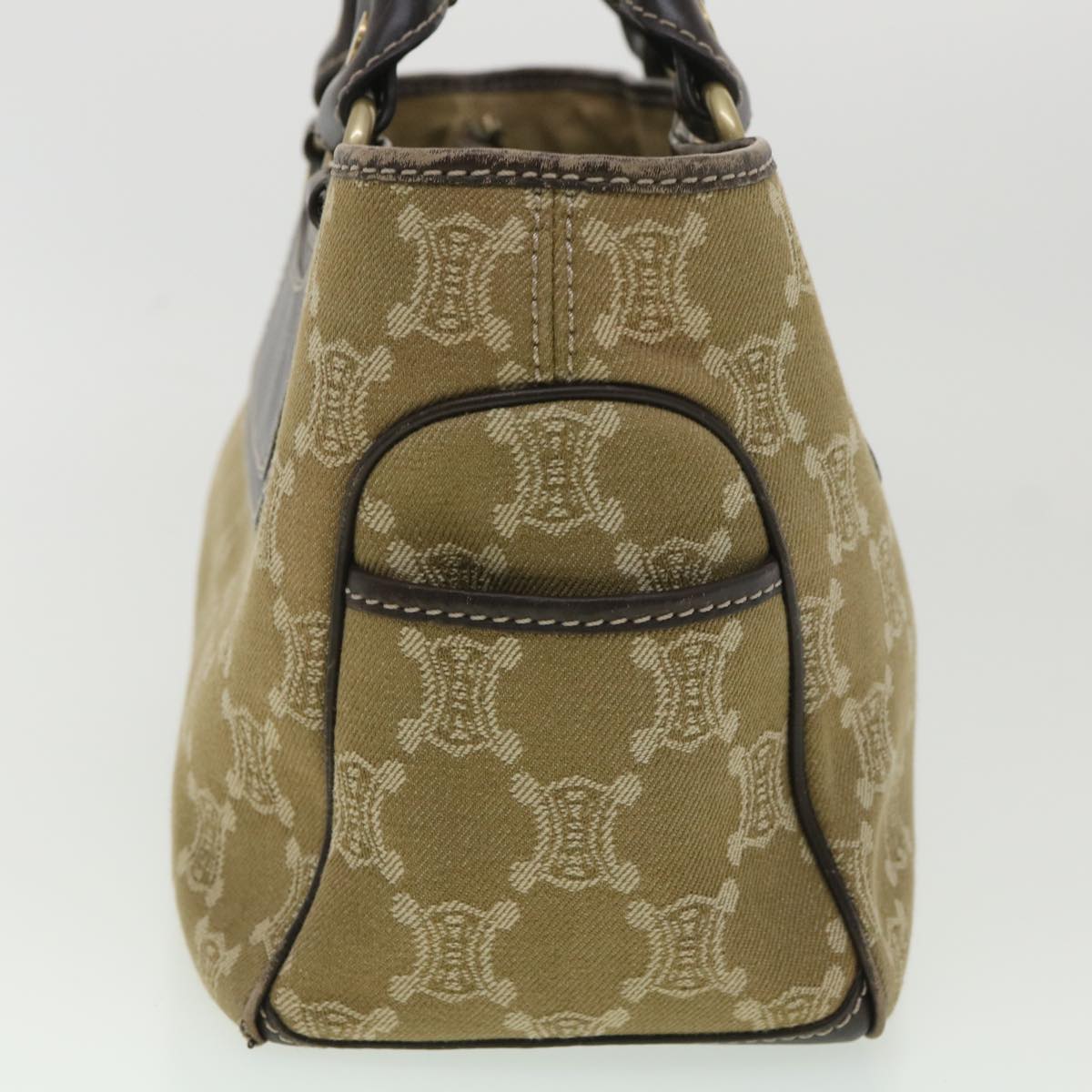 Luxury CELINE Paris Macadam Canvas Hand Bag Brown ti813