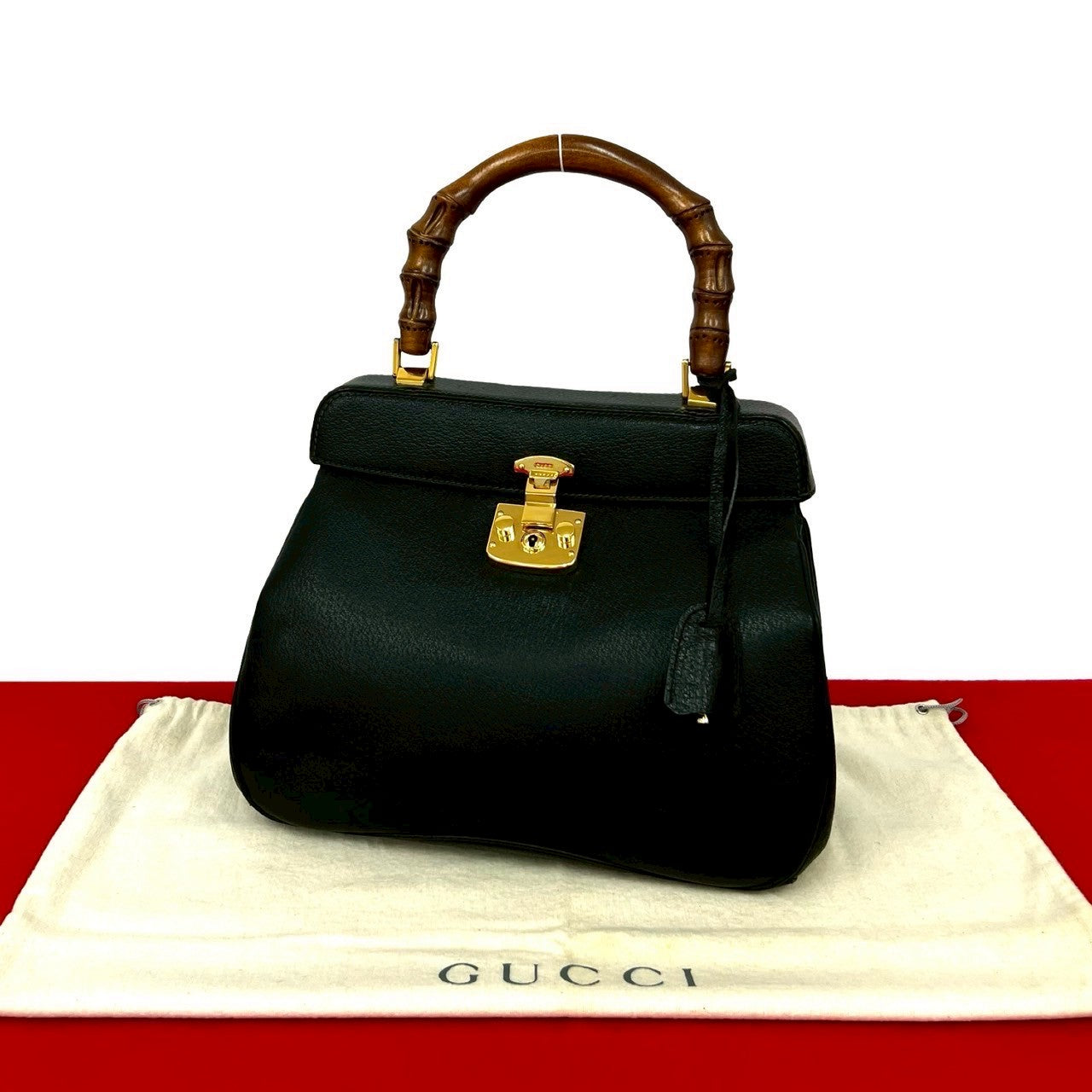 Gucci Bamboo Lock Leather Handbag