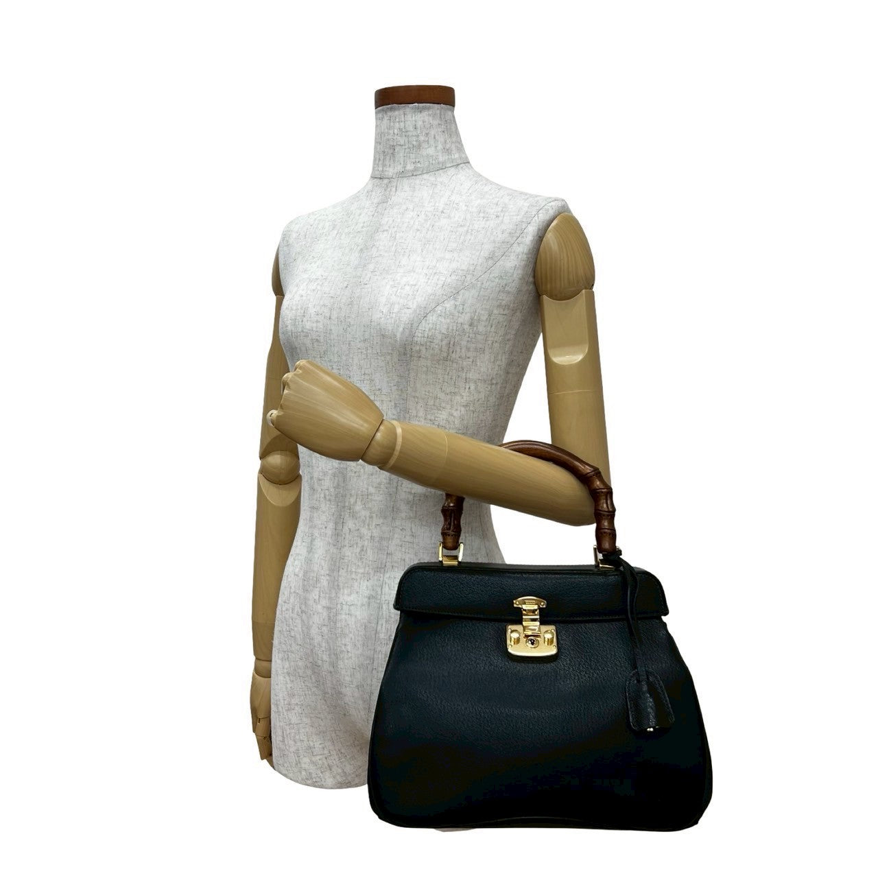 Gucci Bamboo Lock Leather Handbag