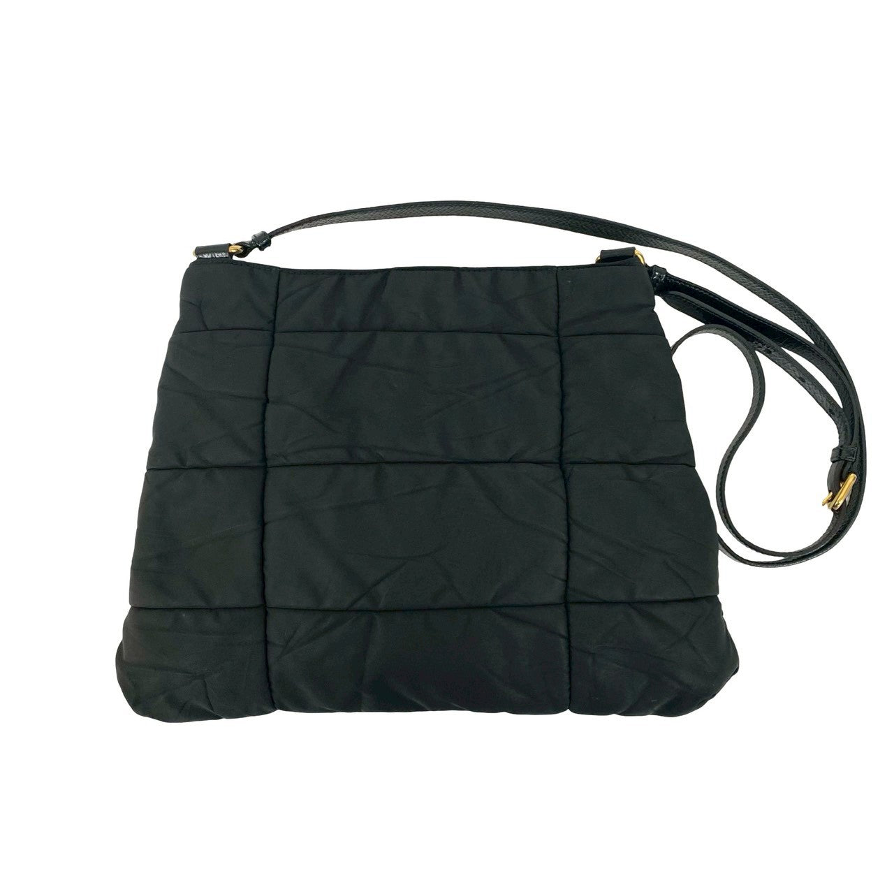 Prada Triangle Logo Nylon Leather Shoulder Bag