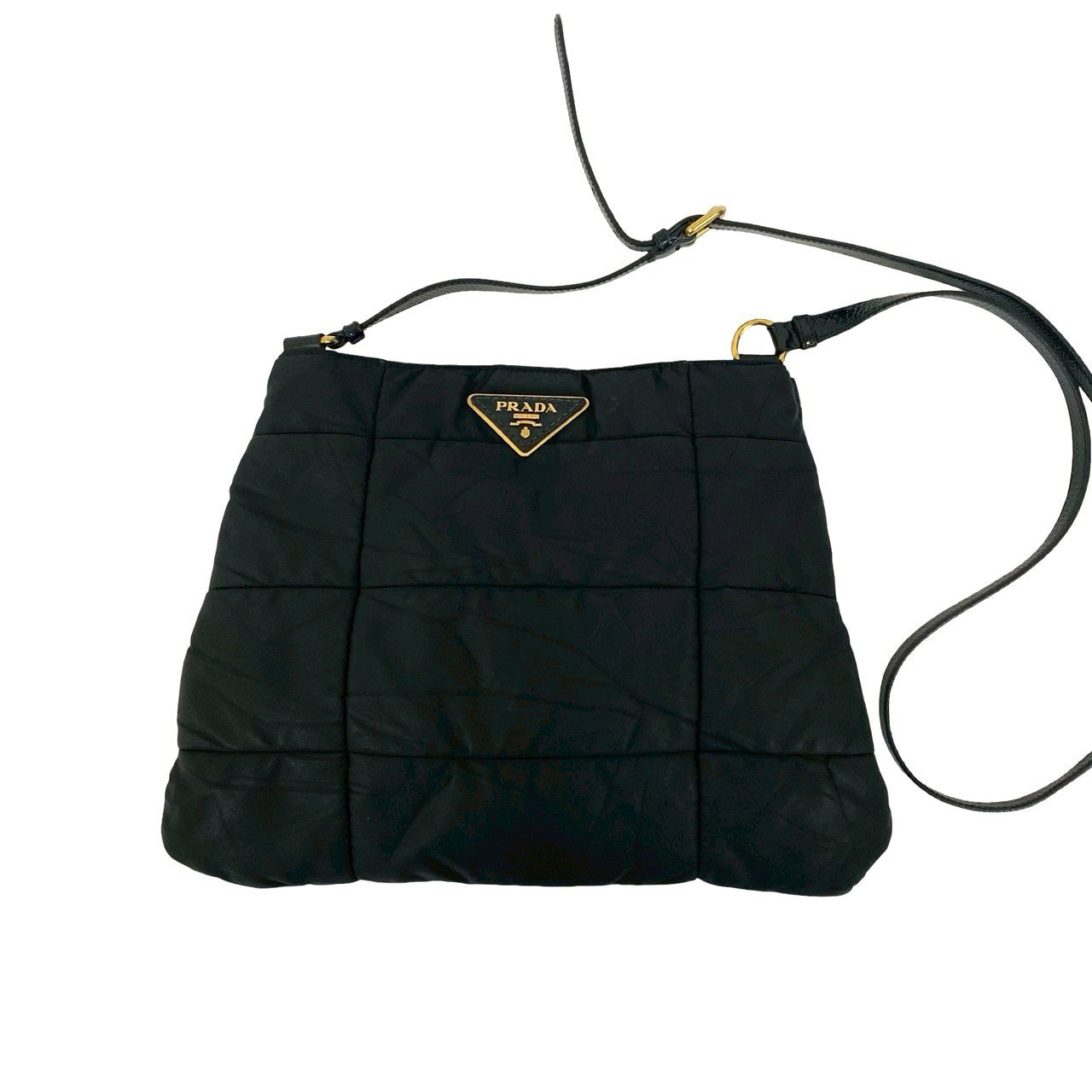 Prada Triangle Logo Nylon Leather Shoulder Bag