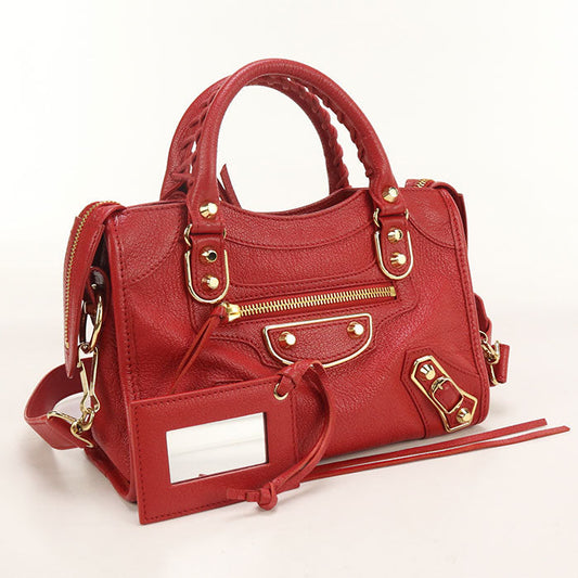 BALENCIAGA 390160 Handbag Classic Mini City 2wayTote Bag leather Red Women