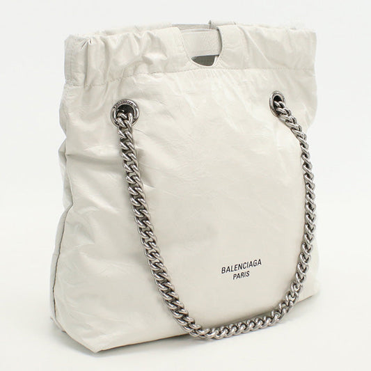 BALENCIAGA 6714002AAQ Tote Bag CRUSH Small ChainShoulder Bag Calfskin white Women