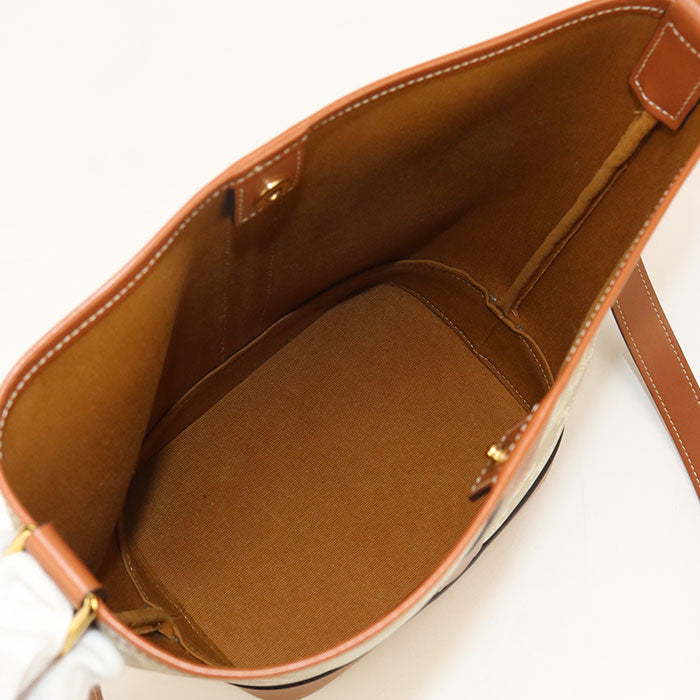 CELINE 19144 2CAS Shoulder Bag Triomphe small bucket Calfskin beige Women